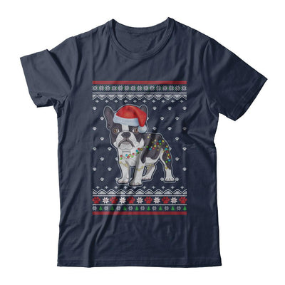 Bulldog Christmas Ugly Sweater Lights Dog Xmas Gift-T-Shirt & Sweatshirt-Classic T-Shirt-Navy