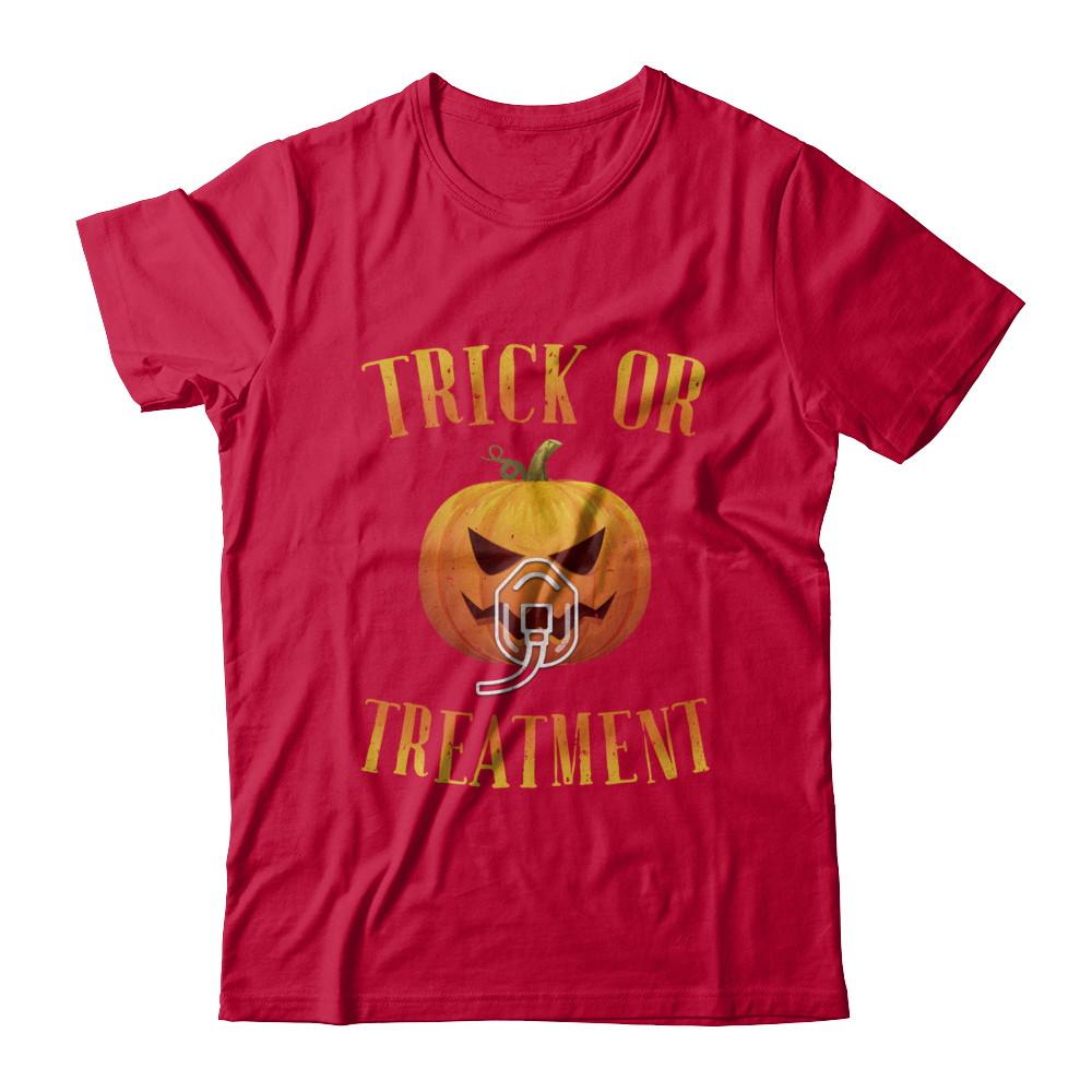 Trick Or Treatment Respiratory Therapist Nurse Halloween-T-Shirt & Hoodie-Classic T-Shirt-Red