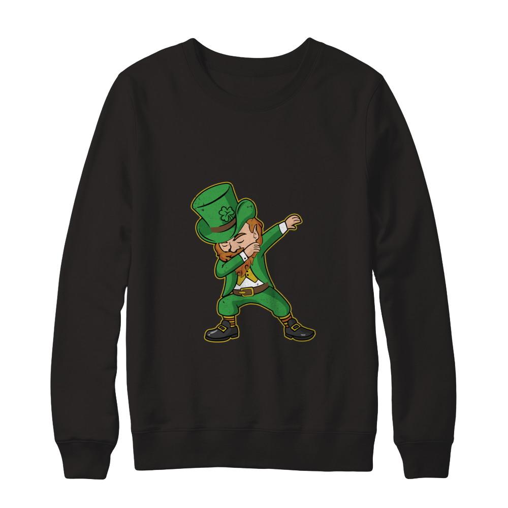 Dabbing St Patricks Day Leprechaun-T-Shirt & Hoodie-Crewneck Sweatshirt-Black