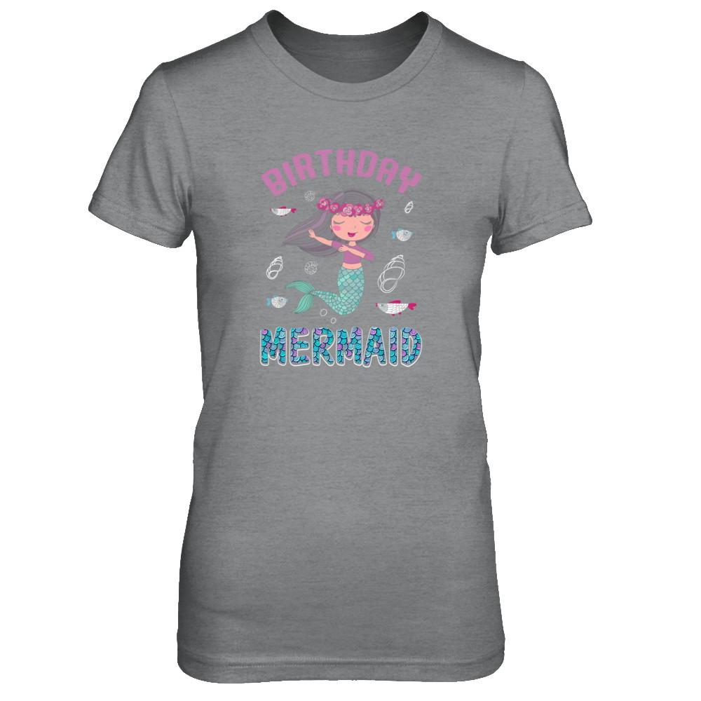 Birthday Mermaid Party Dabbing-T-Shirt & Tank Top-Women's T-Shirt-Sport Grey