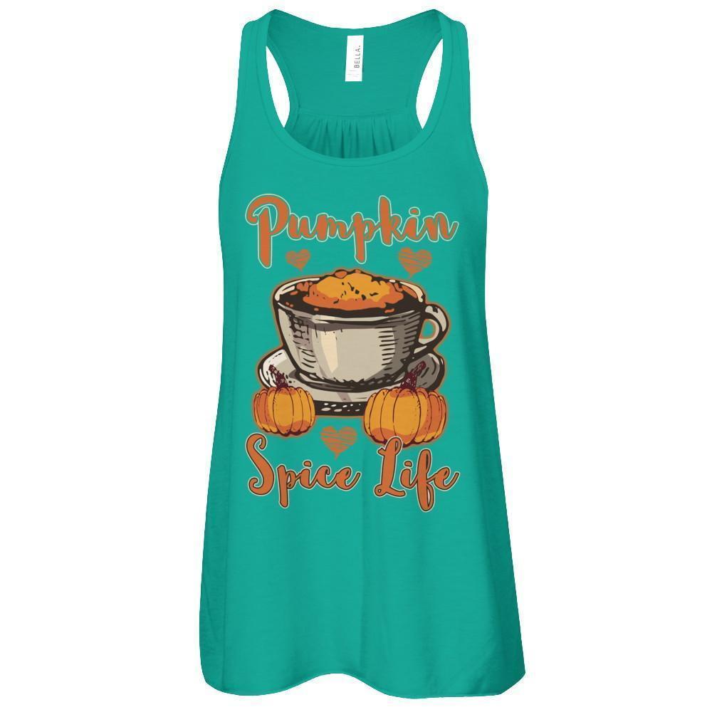 Pumpkin Spice Life Coffee Autumn Life Season-T-Shirt & Tank Top-Women's Flowy Racerback Tank-Kelly