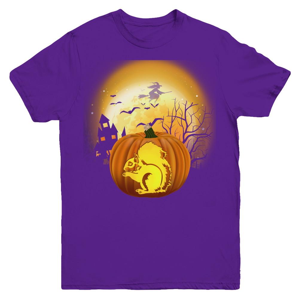 Pumpkin Squirrel Halloween Human Costume Youth-Youth Shirt-Youth T-Shirt-Purple