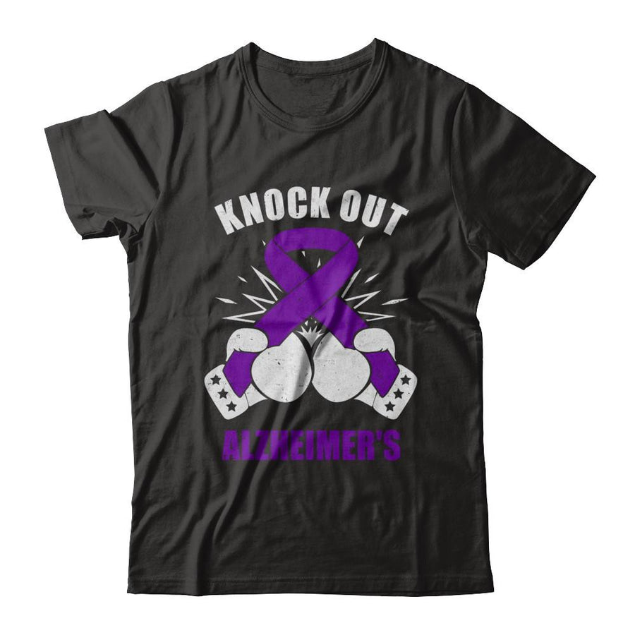 Boxing Knock Out Alzheimer's Awareness Support-T-Shirt & Hoodie-Classic T-Shirt-Black