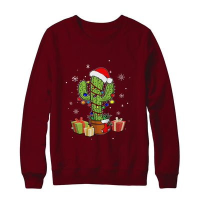 Merry Christmas Succulent Plants Christmas Cactus-T-Shirt & Sweatshirt-Crewneck Sweatshirt-Maroon