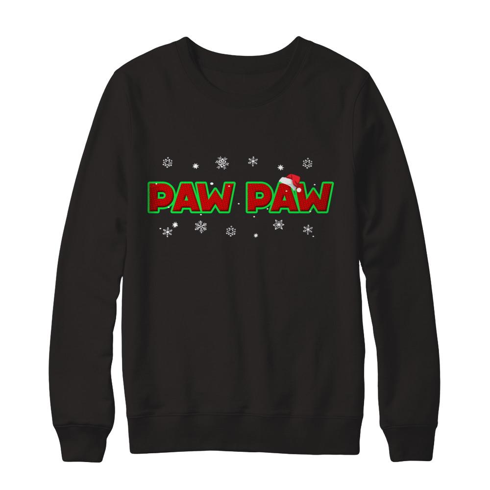 Paw Paw Christmas Santa Ugly Sweater Gift-T-Shirt & Sweatshirt-Crewneck Sweatshirt-Black