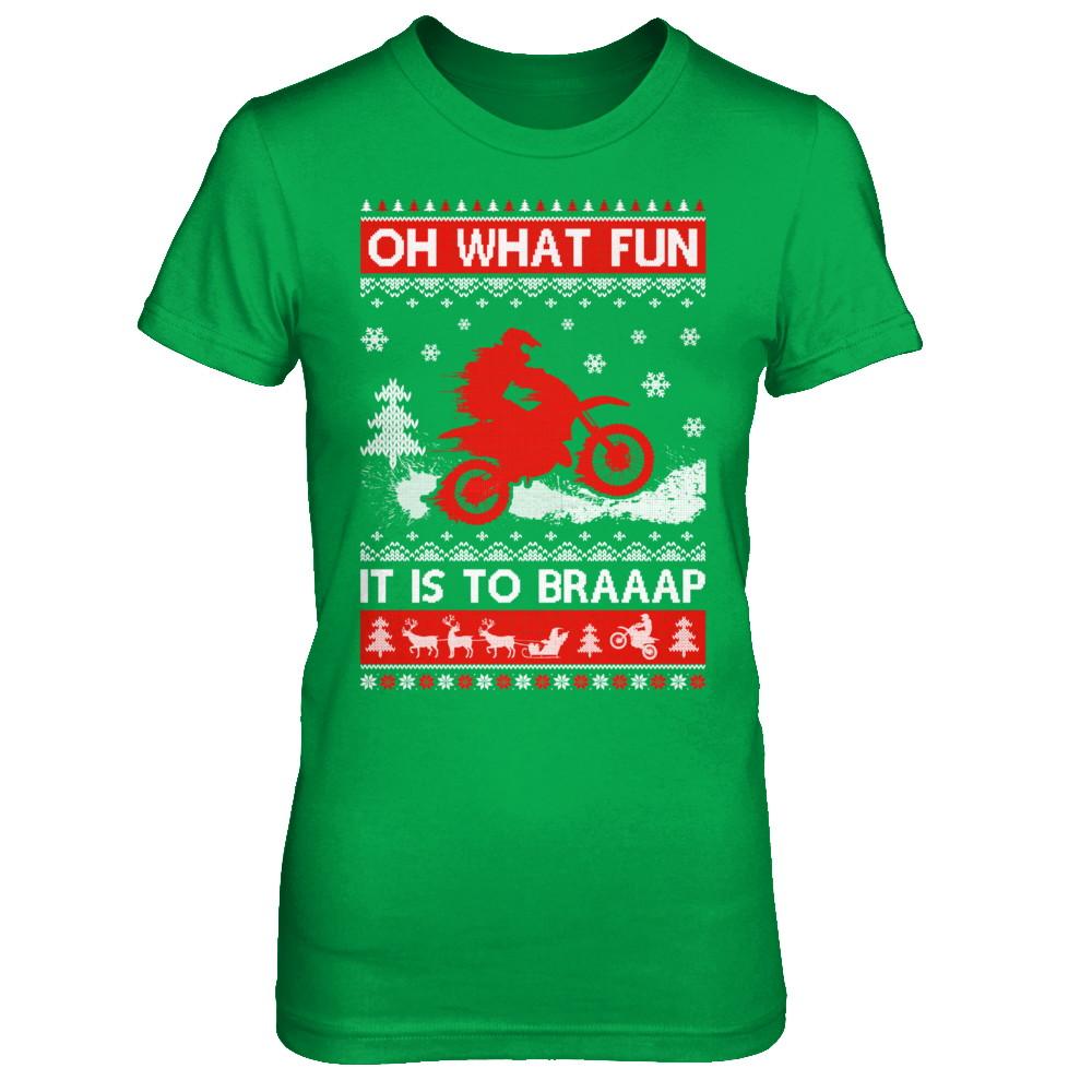 Oh What Fun It Is To Braaap Dirt Bike Ugly Christmas Sweater-T-Shirt & Sweatshirt-Women's T-Shirt-Irish Green