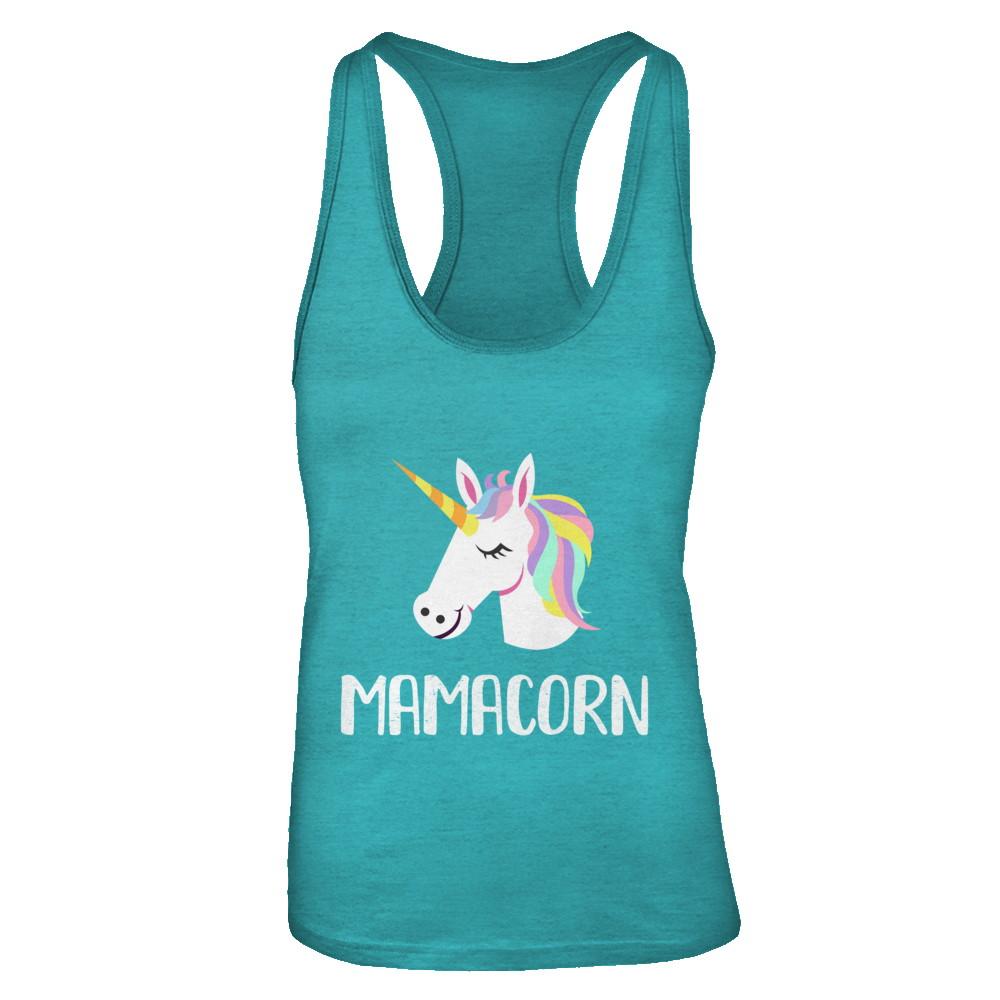 Unicorn Mom And Baby Mamacorn Mama Mother Day Gift-T-Shirt & Tank Top-Women's Ideal Racerback Tank-Tahiti Blue