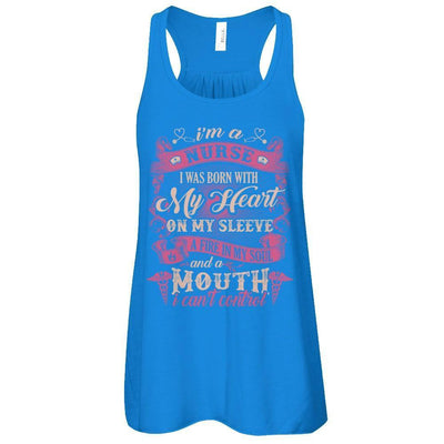I'm A Nurse I Was Born With My Heart On My Sleeve-T-Shirt & Tank Top-Women's Flowy Racerback Tank-True Royal