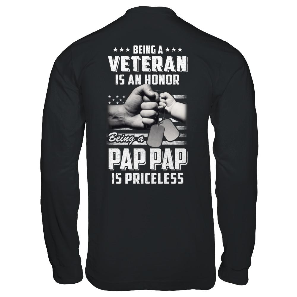 Being A Veteran Is An Honor Being A Pap Pap Is Priceless-T-Shirt & Hoodie-Long Sleeve T-Shirt-Black