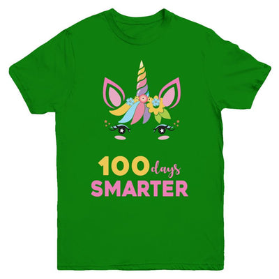 100 Days Smarter Of School Unicorn Girl Gifts Youth-Youth Shirt-Youth T-Shirt-Irish Green