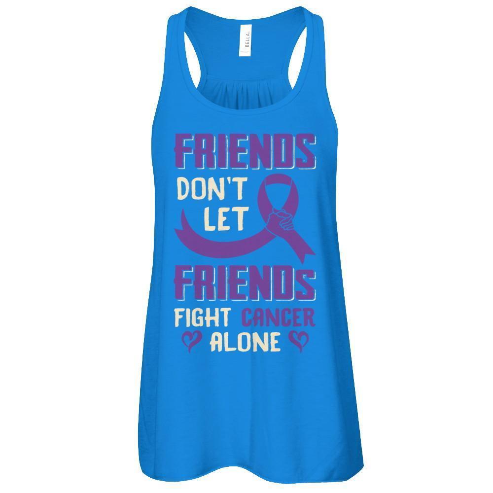 Friends Don't Let Friends Fight Cancer Alone Purple Violet Awareness-T-Shirt & Tank Top-Women's Flowy Racerback Tank-True Royal