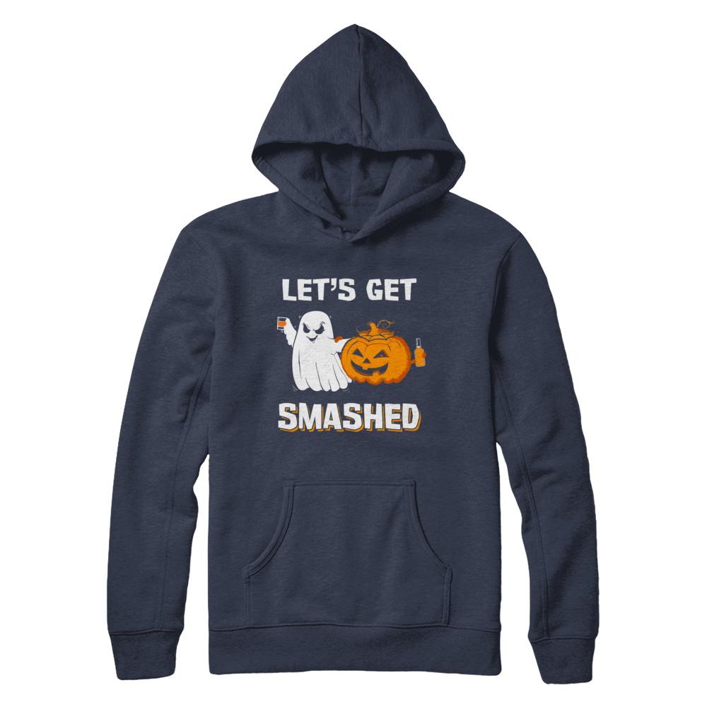 Let's Get Smashed Drinking Pumpkin Halloween-T-Shirt & Hoodie-Pullover Hoodie-Navy