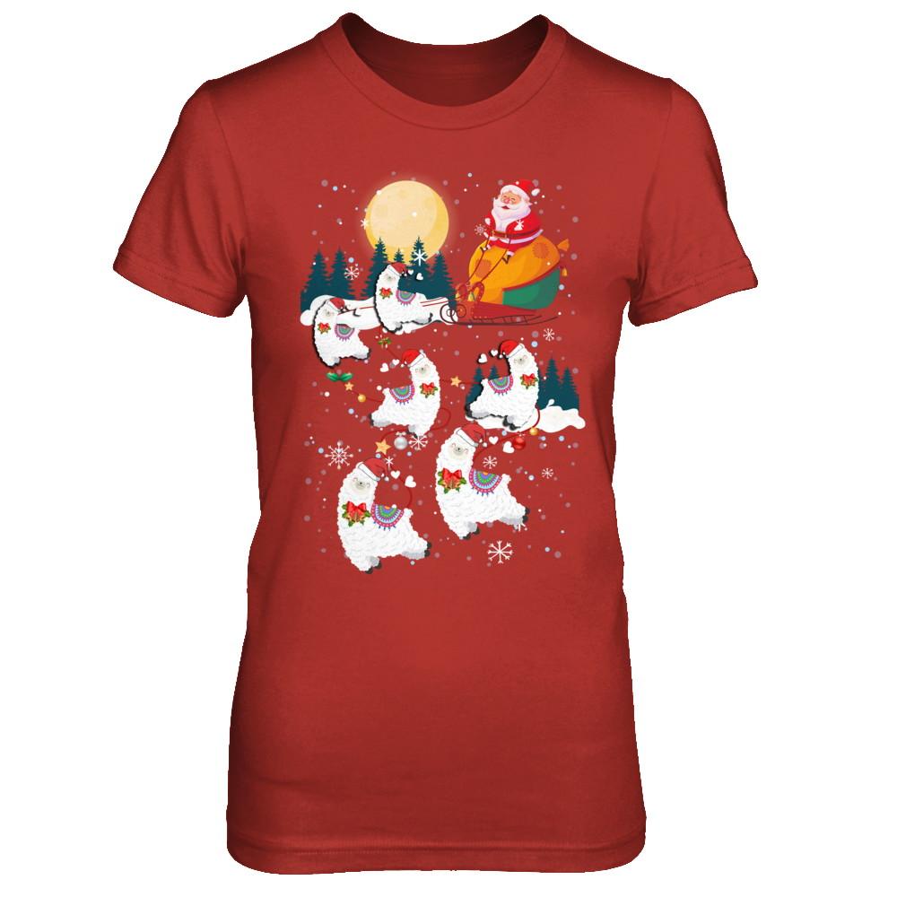 Funny Christmas Llama Alpaca Reindeer Lover Santa Gift-T-Shirt & Sweatshirt-Women's T-Shirt-Red