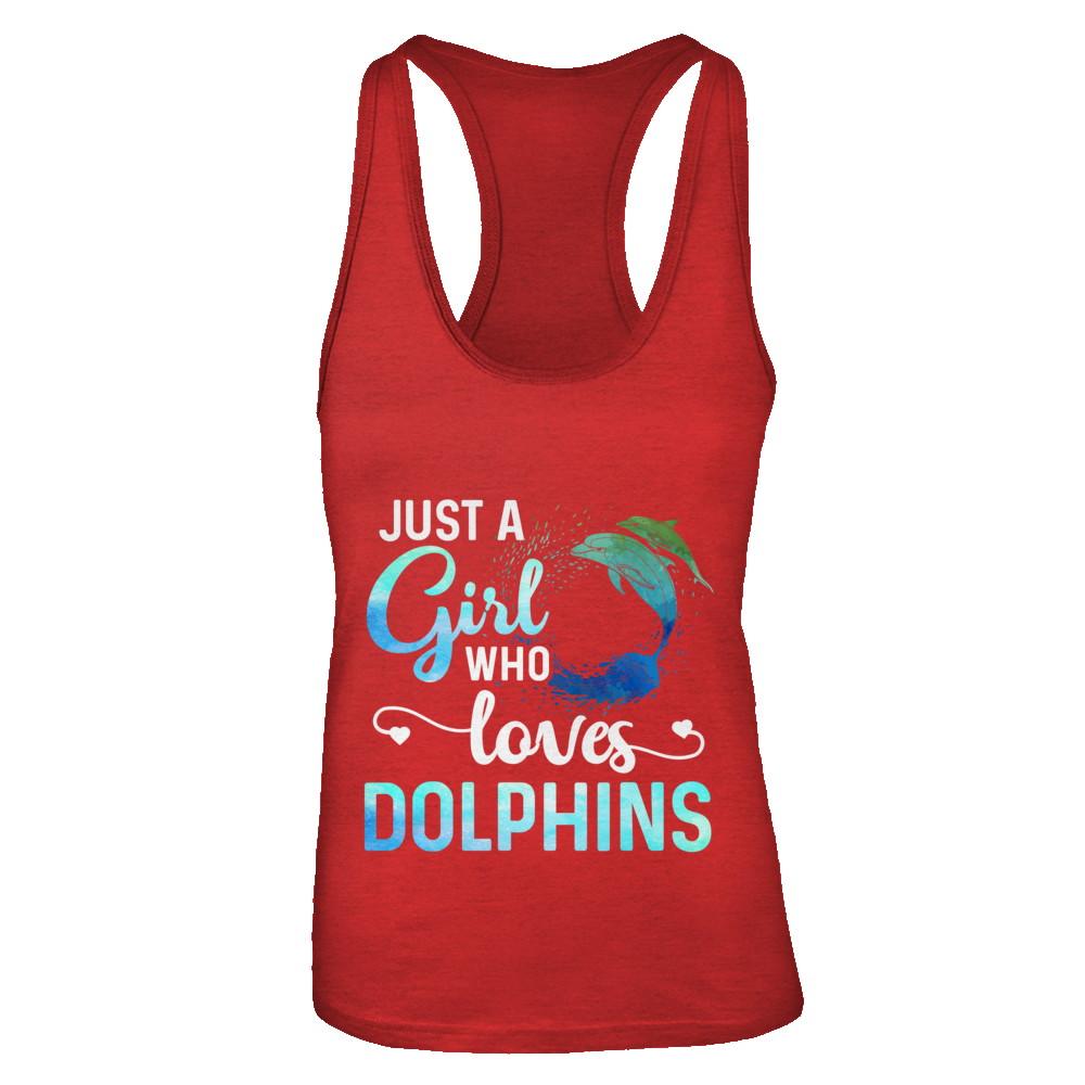 Just A Girl Who Loves Dolphins-T-Shirt & Tank Top-Women's Ideal Racerback Tank-Red