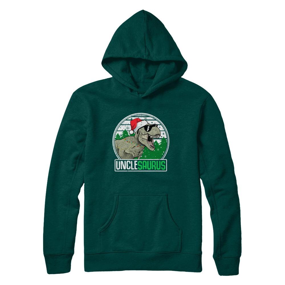 Unclesaurus Uncle Dinosaur T-Rex Family Christmas-T-Shirt & Sweatshirt-Pullover Hoodie-Deep Forest