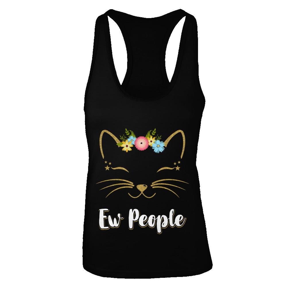 Ew People Kitty Cat-T-Shirt & Tank Top-Women's Ideal Racerback Tank-Black