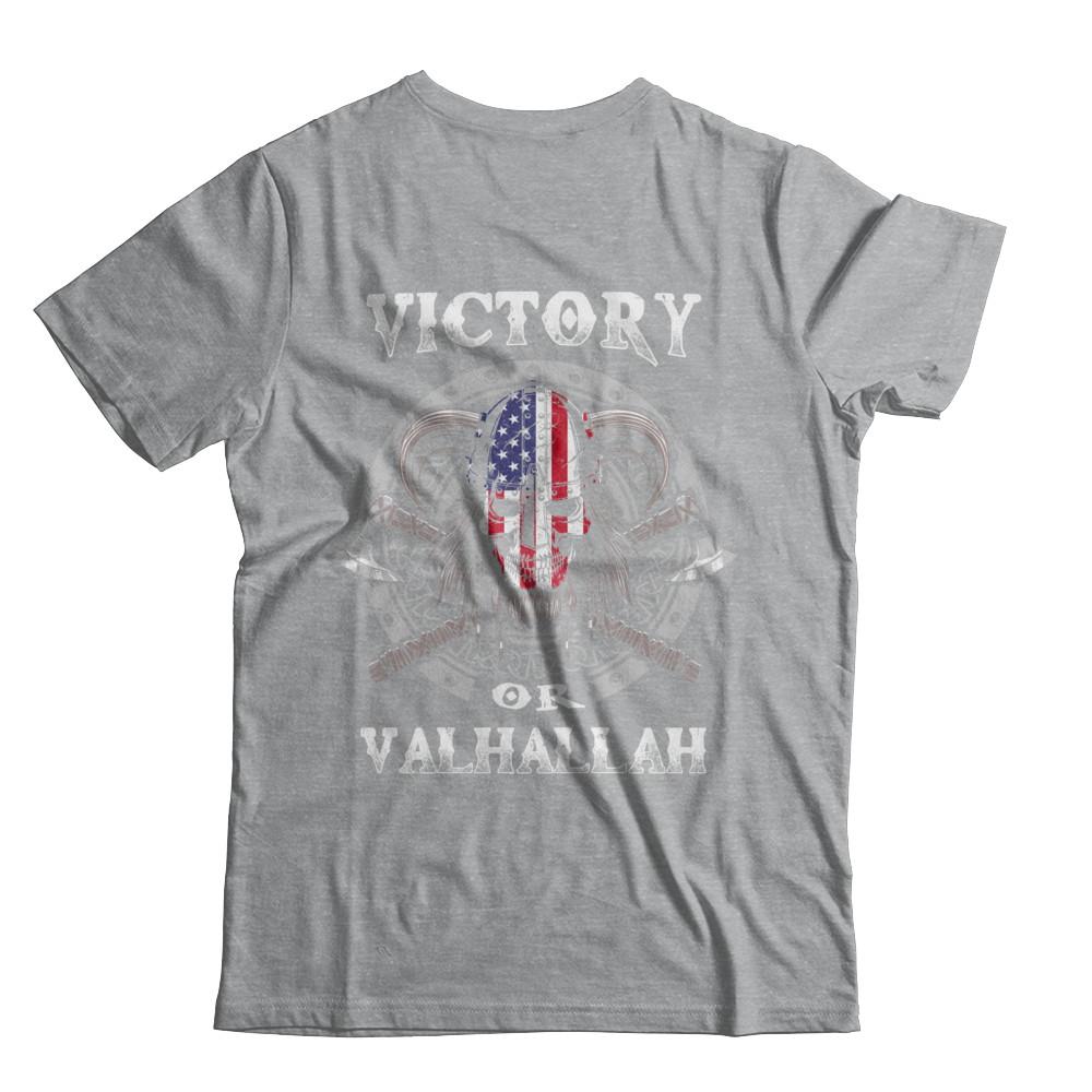 American US Flag Victory or Valhalla Viking-T-Shirt & Hoodie-Classic T-Shirt-Sport Grey