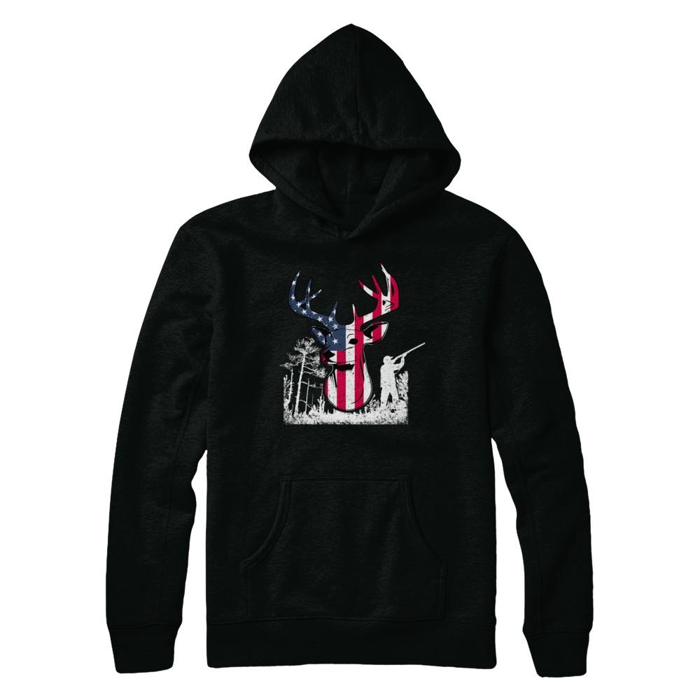 American Flag Hunting Dear Vintage 4Th July Gifts-T-Shirt & Hoodie-Pullover Hoodie-Black