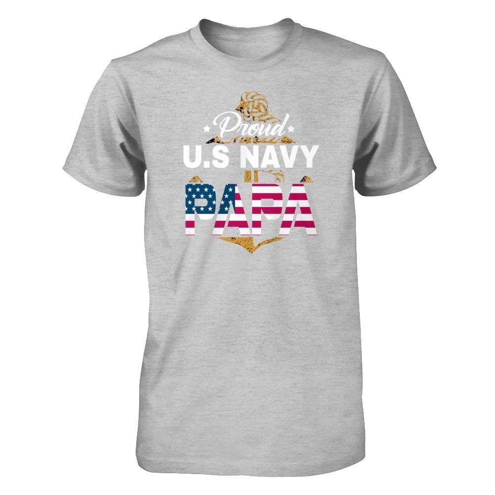 Proud US Navy Papa-T-Shirt & Hoodie-Premium T-Shirt-Heather Gray