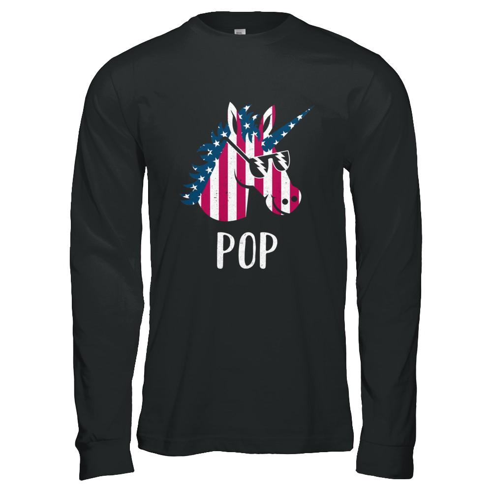 Patriotic Pop Unicorn Americorn 4Th Of July-T-Shirt & Hoodie-Long Sleeve T-Shirt-Black