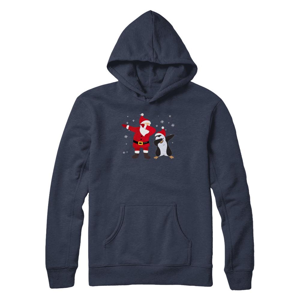 Dabbing Santa Penguin Funny Dab Dance Christmas Gift-T-Shirt & Hoodie-Pullover Hoodie-Navy