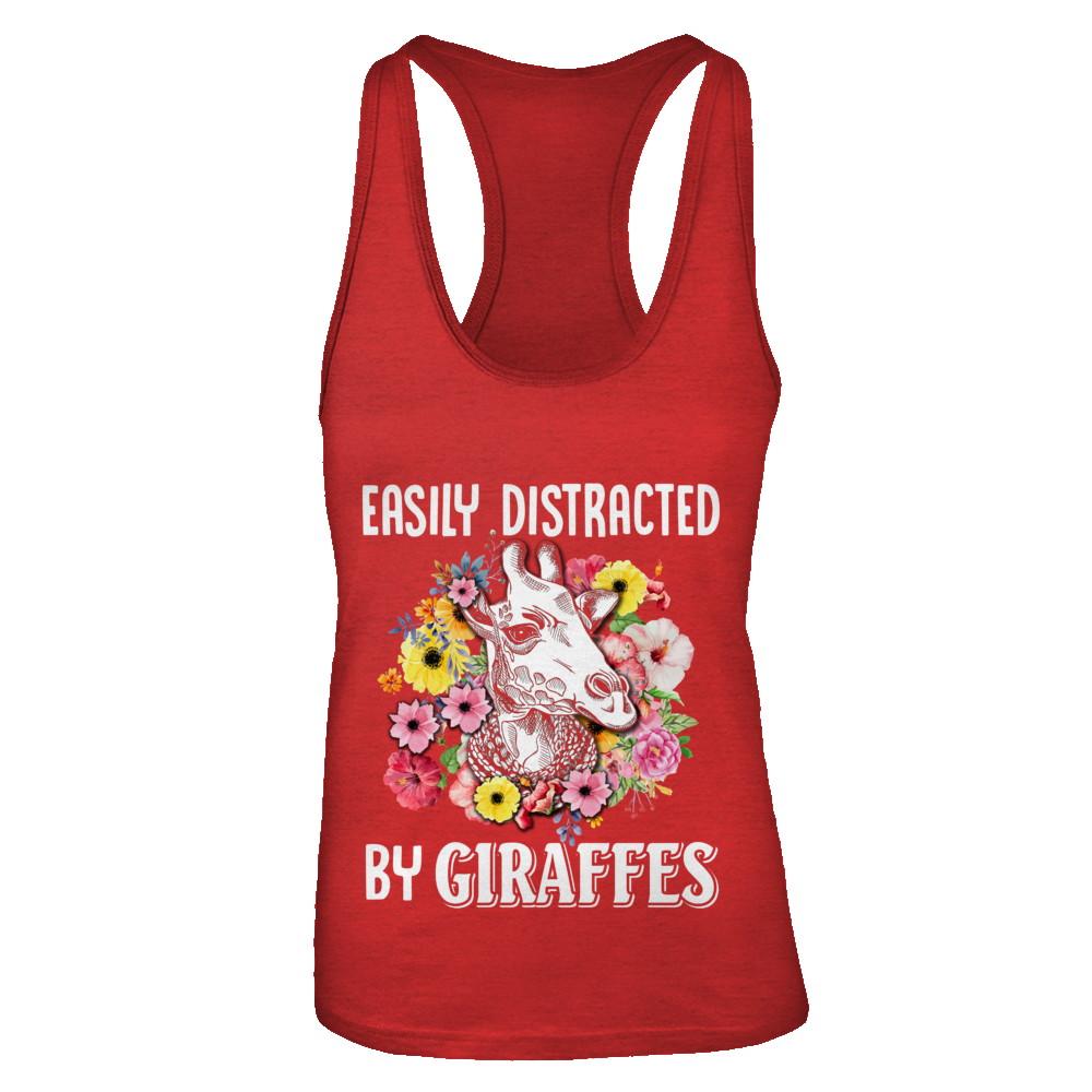 Easily Distracted By Giraffes-T-Shirt & Tank Top-Women's Ideal Racerback Tank-Red