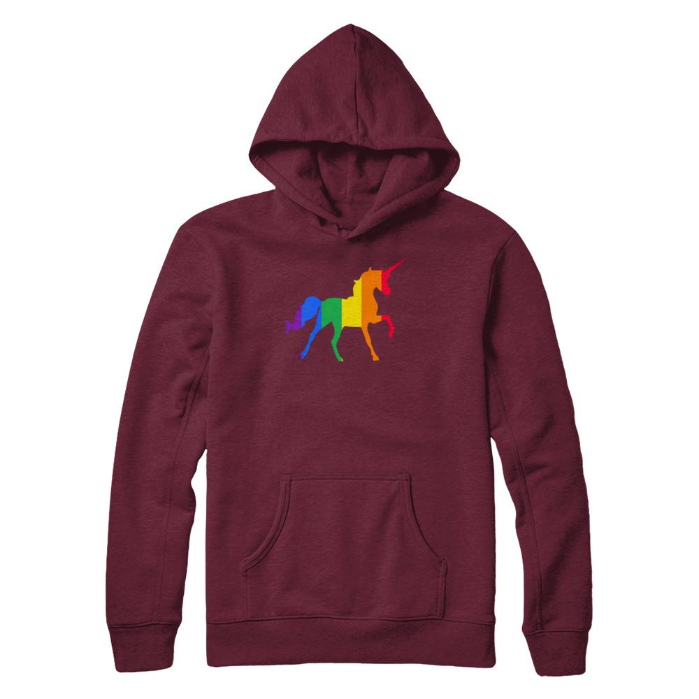 Pride LGBT Unicorn Gift Rainbow LGBT Gay Lesb-T-Shirt & Hoodie-Pullover Hoodie-Maroon