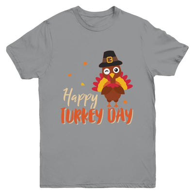 Happy Turkey Day Funny Thanksgiving Gift Youth-Youth Shirt-Youth T-Shirt-Sport Grey