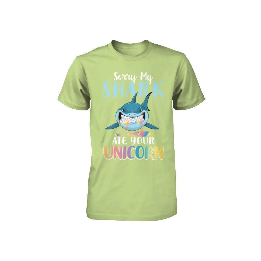 Sorry My Shark Ate Your Unicorn Funny Shark Youth-Youth Shirt-Toddler T-Shirt-Key Lime