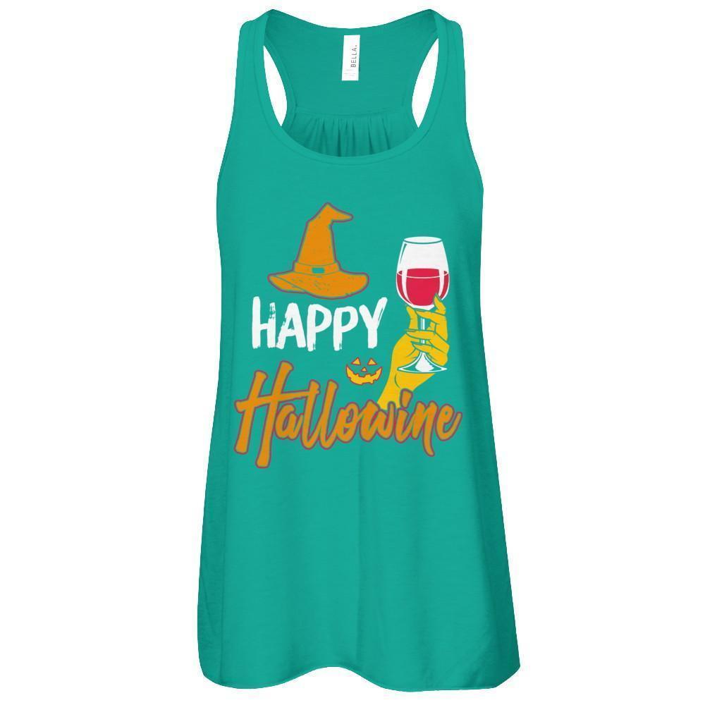 Halloween Happy Hallowine For Wine Lover-T-Shirt & Tank Top-Women's Flowy Racerback Tank-Kelly