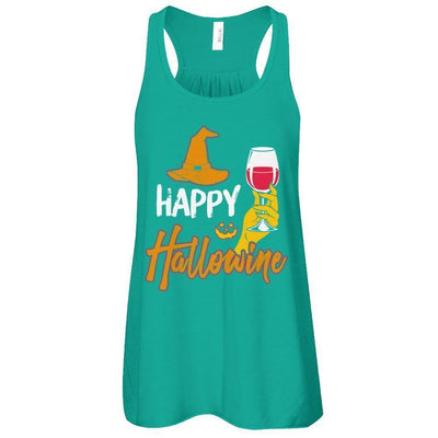 Halloween Happy Hallowine For Wine Lover-T-Shirt & Tank Top-Women's Flowy Racerback Tank-Kelly