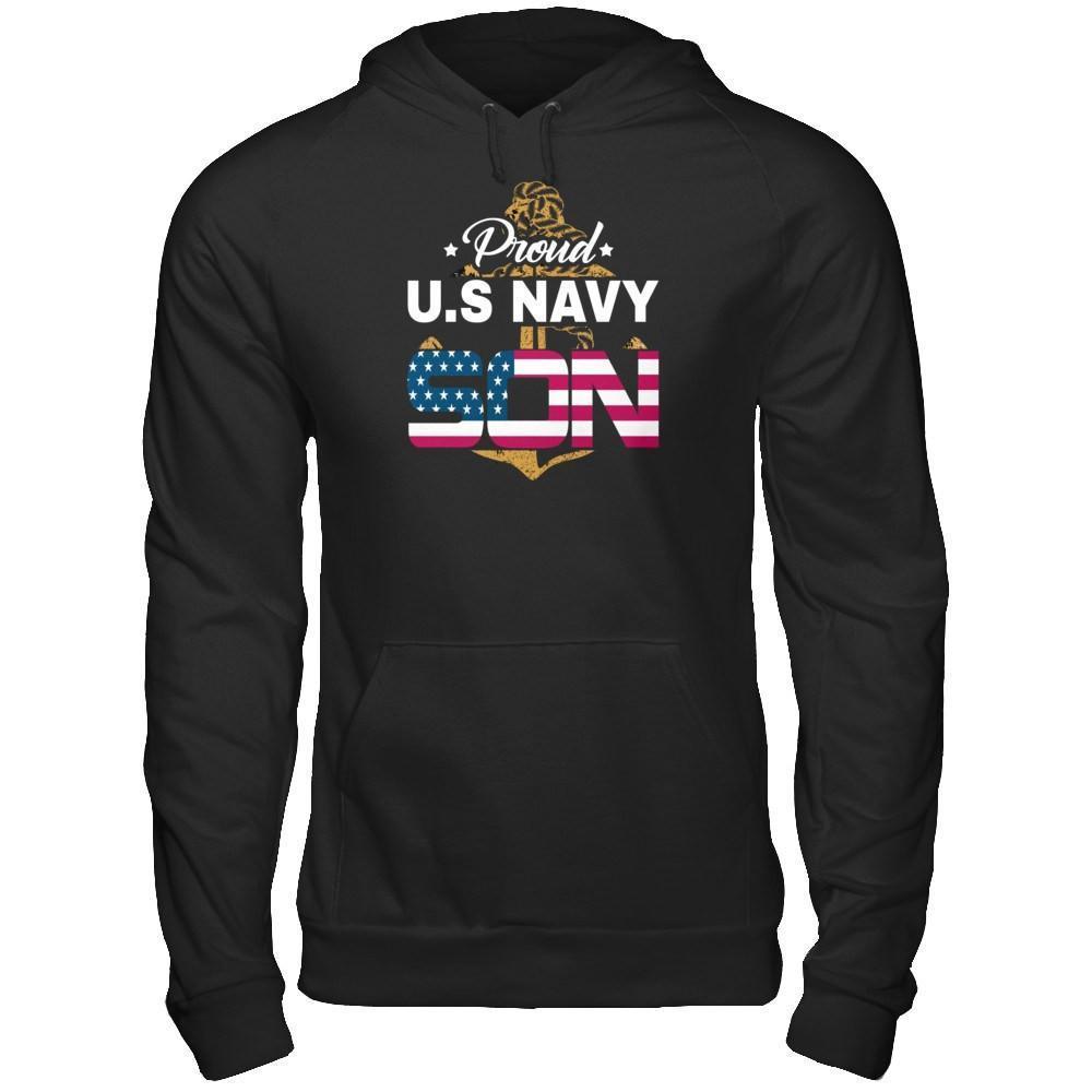 Proud US Navy Son-T-Shirt & Hoodie-Pullover Hoodie-Black