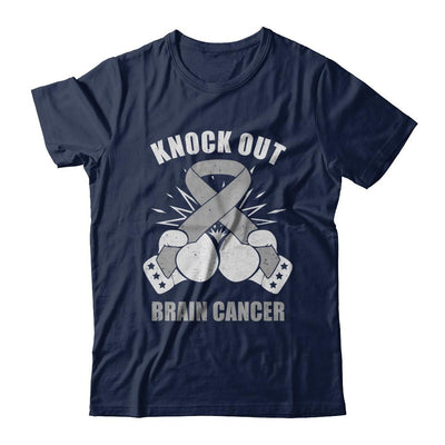 Boxing Knock Out Brain Cancer Awareness Support-T-Shirt & Hoodie-Classic T-Shirt-Navy