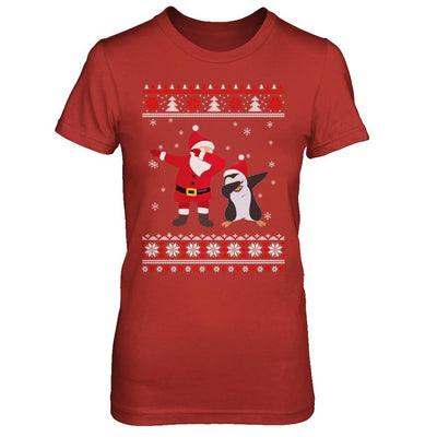 Dabbing Santa Penguin Dab Dance Ugly Christmas Sweater-T-Shirt & Sweatshirt-Women's T-Shirt-Red