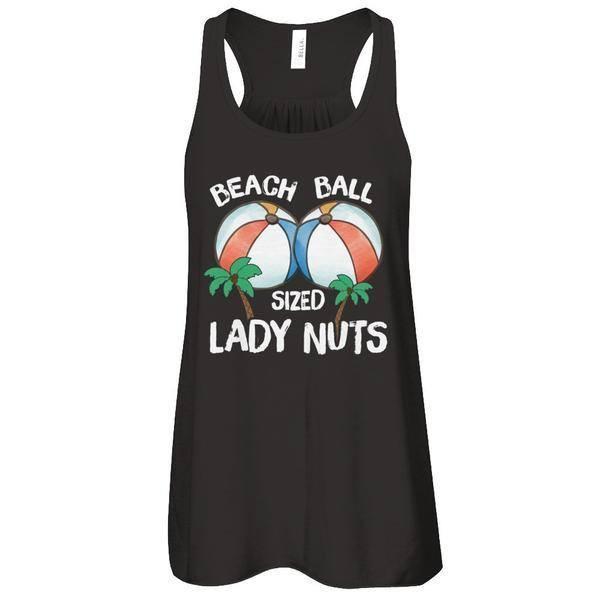 Beach Ball Sized Lady Nuts-T-Shirt & Tank Top-Women's Flowy Racerback Tank-Black