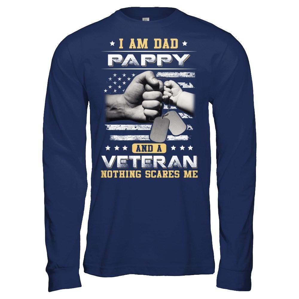 I'm A Dad Pappy And A Veteran Nothing Scares Me-T-Shirt & Hoodie-Long Sleeve T-Shirt-Navy