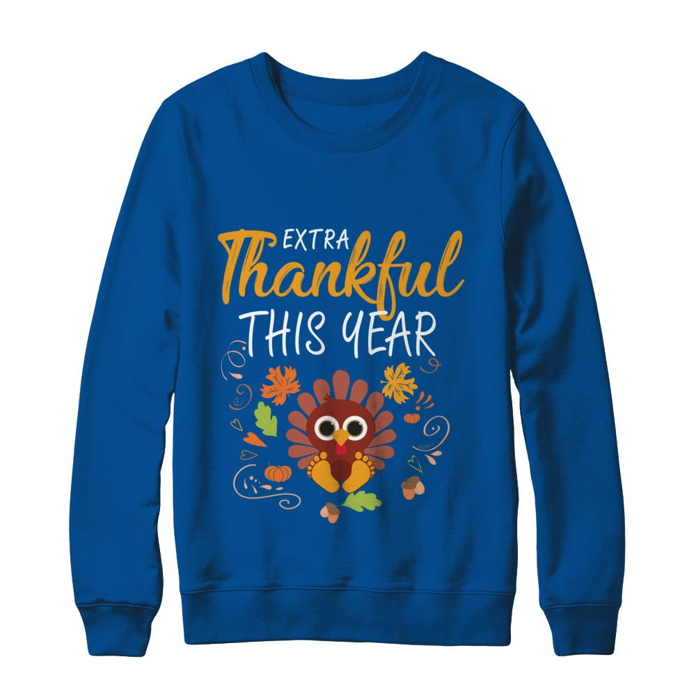 Thankful Pregnancy Mom Turkey Thanksgiving-T-Shirt & Sweatshirt-Crewneck Sweatshirt-Deep Royal