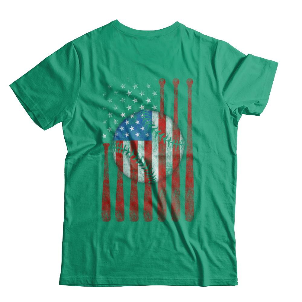 American Flag Vintage Baseball-T-Shirt & Hoodie-Classic T-Shirt-Kelly Green