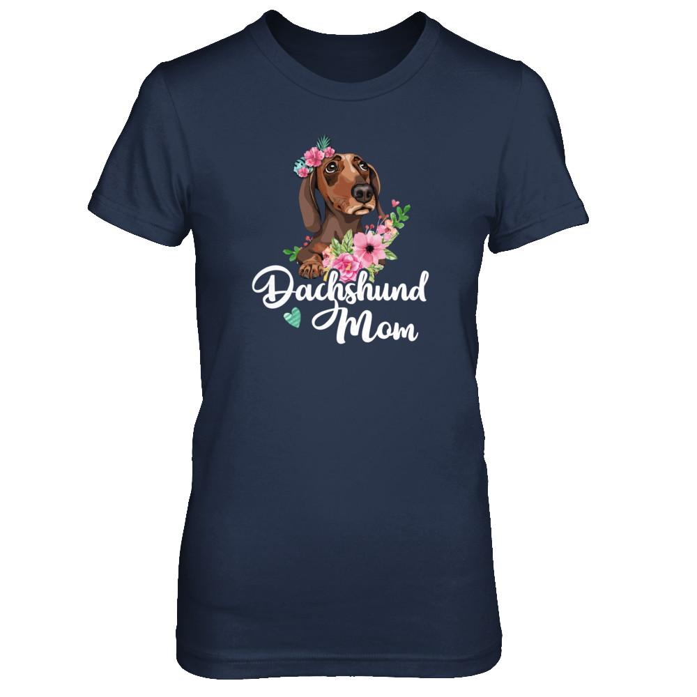 Dachshund Mom Funny Dog Mom Gift Idea-T-Shirt & Tank Top-Women's T-Shirt-Navy