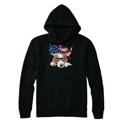 Funny Patriot Beagle Dog 4Th Of July American Flag-T-Shirt & Hoodie-Pullover Hoodie-Black
