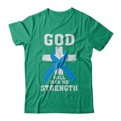 God Will Give Me Strength Blue Cancer Ribbon Gift-T-Shirt & Hoodie-Classic T-Shirt-Kelly Green