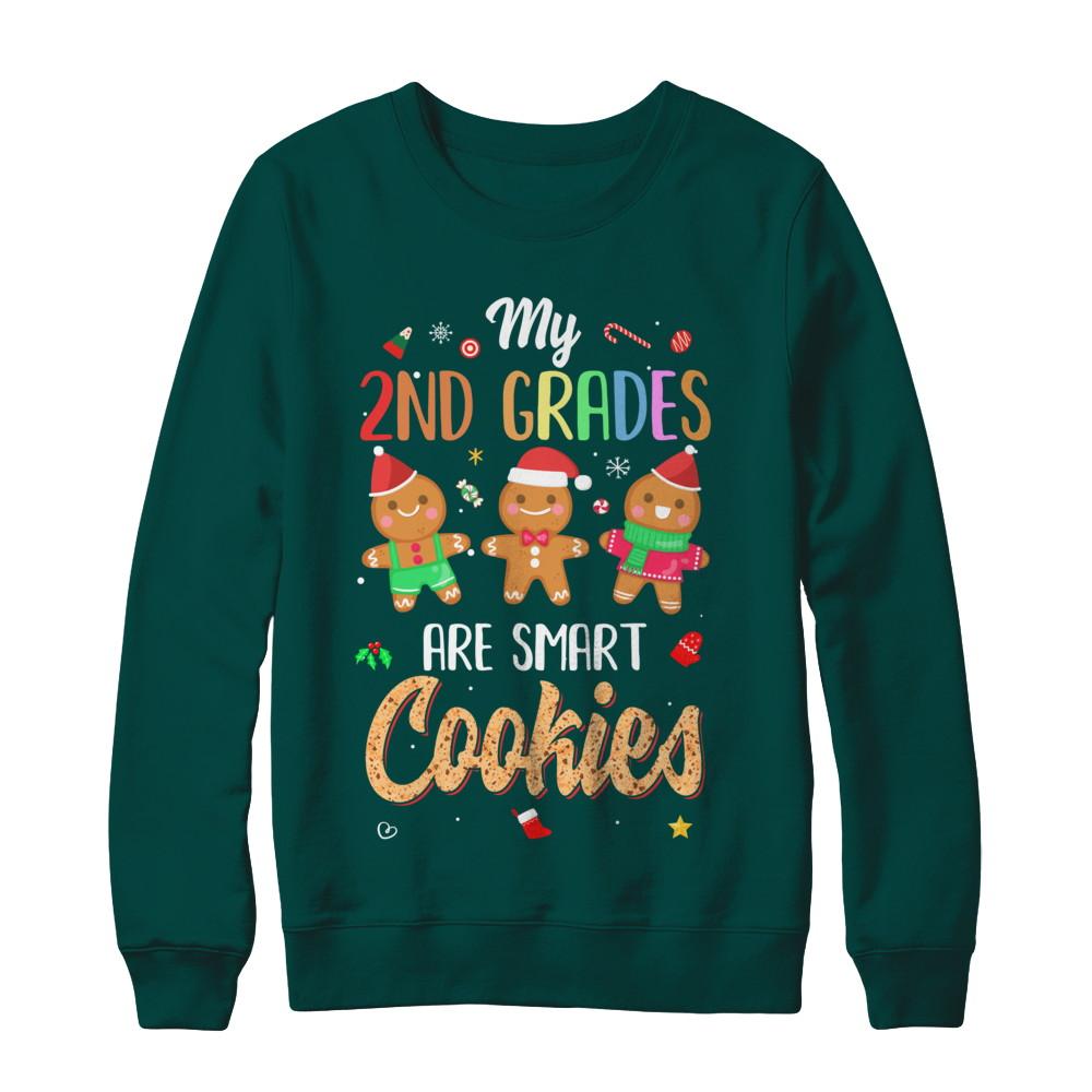 Teacher My 2nd Graders Are Smart Cookies Christmas-T-Shirt & Sweatshirt-Crewneck Sweatshirt-Deep Forest