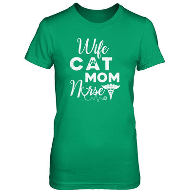 Wife Cat Mom Nurse-T-Shirt & Tank Top-Women's T-Shirt-Irish Green