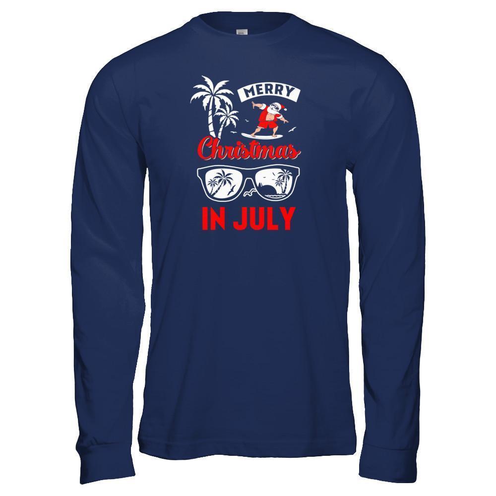Merry Christmas In July-T-Shirt & Tank Top-Long Sleeve T-Shirt-Navy