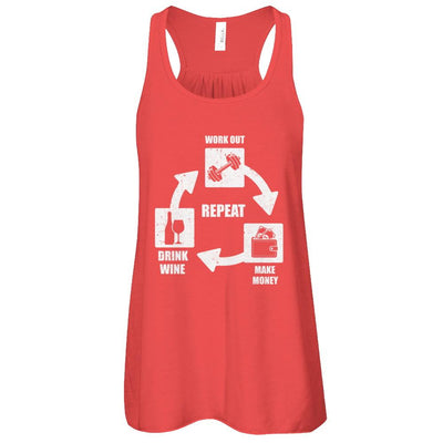 Work Out Make Money Drink Wine Repeat-T-Shirt & Tank Top-Women's Flowy Racerback Tank-Red