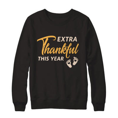 Extra Thankful This Year Pregnant Thanksgiving-T-Shirt & Sweatshirt-Crewneck Sweatshirt-Black