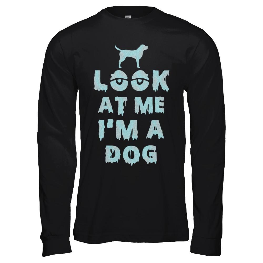 Look At Me I'm A Dog Halloween Costume-T-Shirt & Hoodie-Long Sleeve T-Shirt-Black