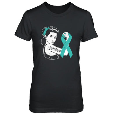 We Can Cure It Ovarian Cancer Teal Awareness Survivor-T-Shirt & Hoodie-Women's T-Shirt-Black
