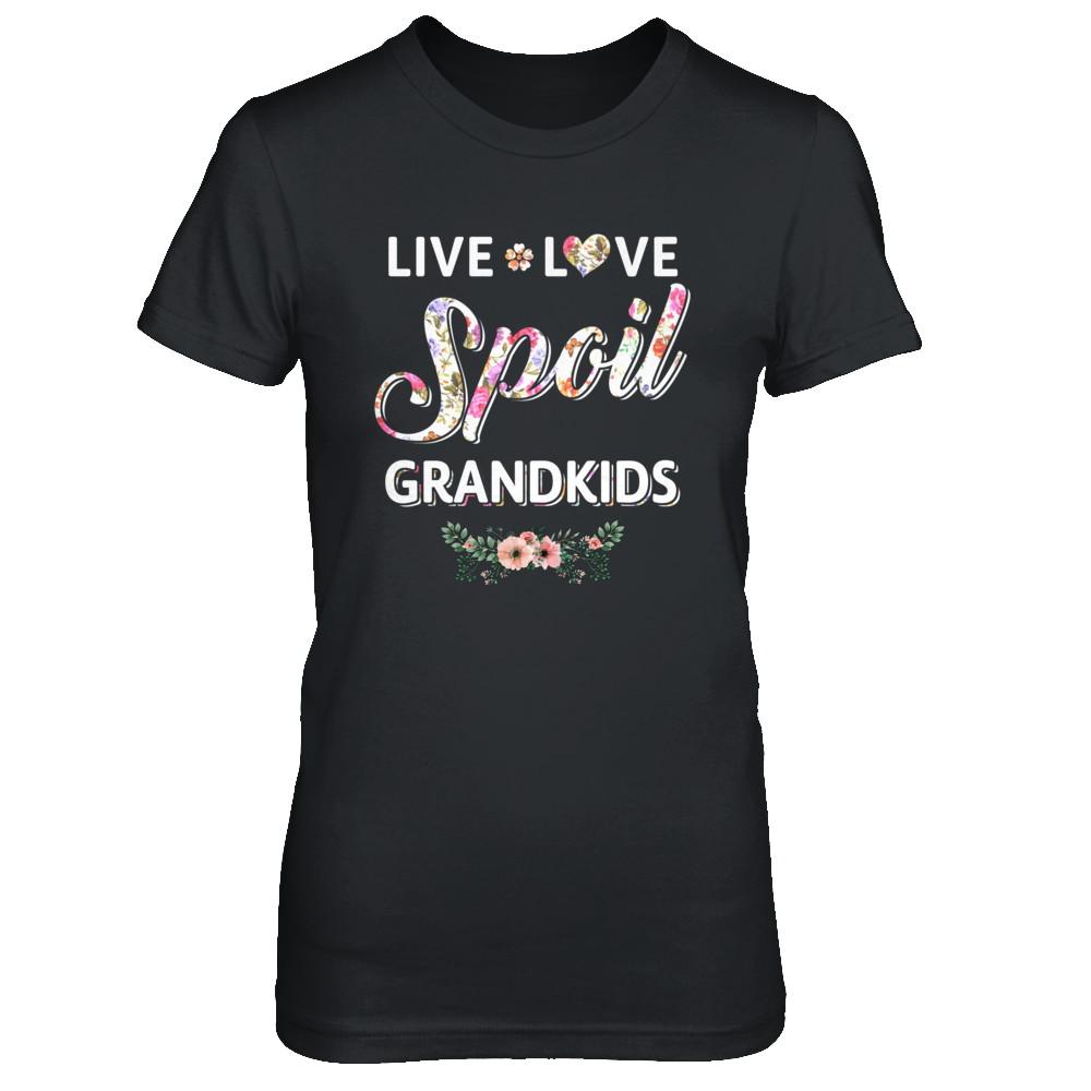 Funny Grandma Live Love Spoil Grandkids Mothers Day-T-Shirt & Hoodie-Women's T-Shirt-Black