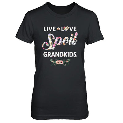 Funny Grandma Live Love Spoil Grandkids Mothers Day-T-Shirt & Hoodie-Women's T-Shirt-Black